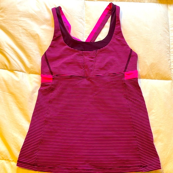 Lululemon Stuff Your Bra Tank Top II in Hyper Stripe Raspberry Glo Light Size 8 - Picture 3 of 10